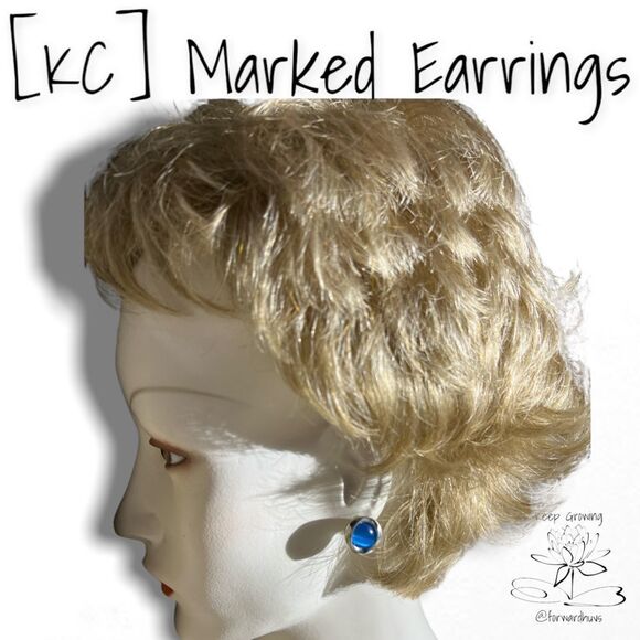 KC Marked Blue & Silver Tone Earrings with Matching Pendant - Picture 5 of 9